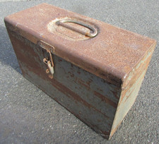 Vintage Metal Tool Box Storage Toolbox Chest With Carry Handle