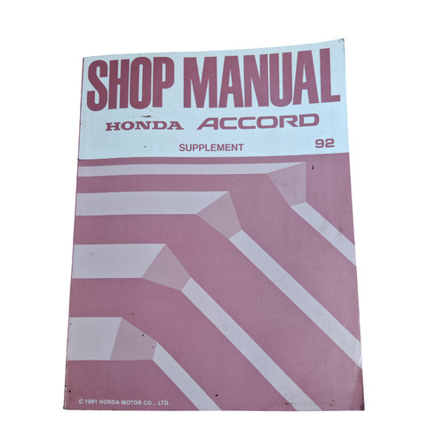 Honda accord supplement 1992 - accord,