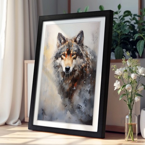 Wolf gestural framed wall - wolf,