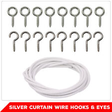 Net Curtain Wire White Cord Cable Window Door Net Curtains Hooks & Eyes Included