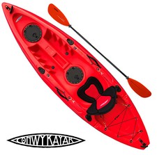 CONWY MENAI Sit on Top Red Kayak Sea Fishing Single 1 Man Seat Paddle Sea River