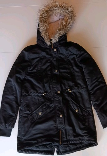 Girls black parka lined - h&m,