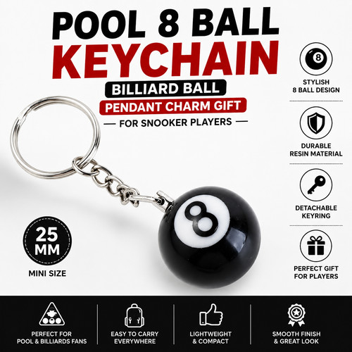 Pool ball keychain - pool,