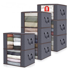 8 Pack Clothes Storage Bags Zipped Organizer Underbed Wardrobe Cube Closet Boxes