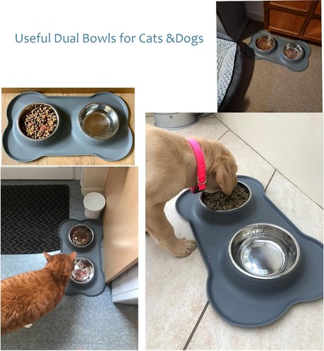 Double pet dog bowls food - dog,