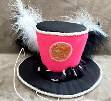 Professional CLOWN Prop Costume Mini Top Hat Hot Pink Black Embellished Feathers