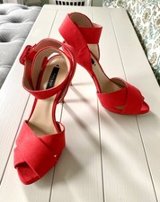 Zara Red Strappy Stiletto Heels With Ankle Buckle Strap UK5 EXCELLENT CONDITION