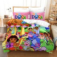 3D Dora the Explorer Bedding Set Quilt Duvet Cover Pillowcase Single Double UK