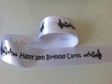 38mm Personalised Music Notes Ribbon Gift Wrap / Cake Any name / Any Message