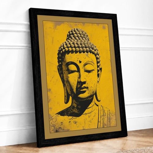 Golden buddha head - golden, japandi
