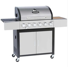 Outback Meteor Stainless Steel 6 Burner Hybrid Gas & Charcoal BBQ Scratche /Dent