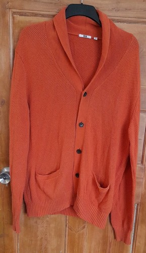 Uniqlo orange neck cardigan - orange, v