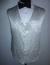 Men's Ivory Patterned Waistcoat Vest Groom Best Man Wedding Cruise Suit Prom 50