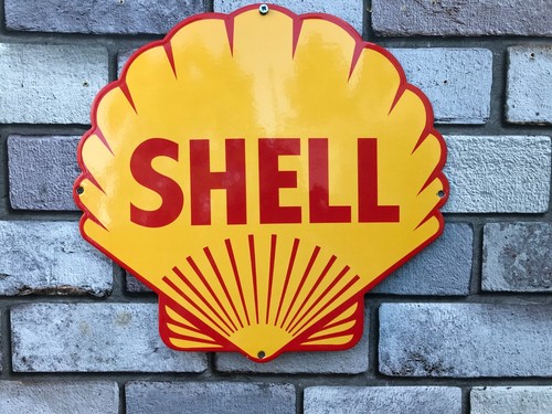 Shell enamel sign garage - shell,