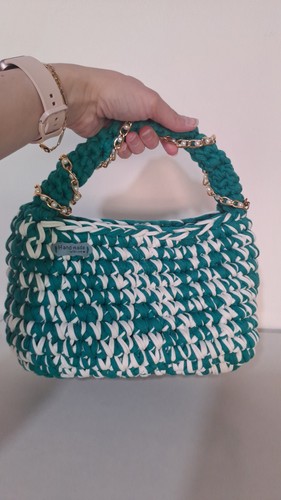 Handmade crochet bag turquoise - crochet,
