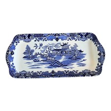 Burleigh Ware Decorative Navy Willow Pattern Serving Dish Porcelain 28 x 13.5 cm