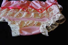 adult fancy dress  sissy crossdresser pink satin pants/nappy cover custom made