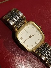 Vintage Omega De Ville White Dial 22mm Quartz Women's Watch 