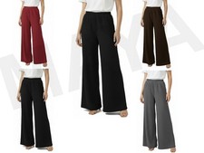 Women’s Flared Pants Waffle Knit Soft Stretch Wide Leg Palazzo Lounge Trousers