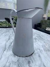 Antique Milk Jug Enamel water Jug shabby chic kitchen garden flower vase 