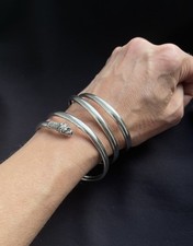 Antique Victorian Silver Snake Bracelet Bangle well modelled serpent 