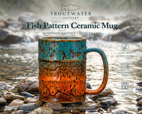 Handmade troutwater 12oz mug - troutwater,
