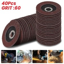 40 PCS FLAP GRINDING SANDING DISCS 115mm 4.5" INCH 60 GRIT ANGLE WHEEL GRINDER