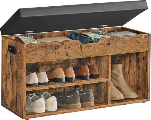 Rustic brown shoe bench - brown,