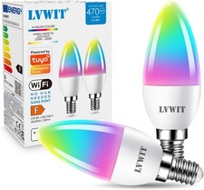 E14 Smart LED Candle Bulb 4.9W Alexa Google Compatible 470Lm No Hub WiFi 2-Pack