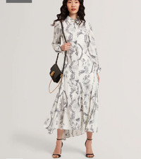 TED BAKER Shirt Dress TB 2 UK 10 Shanin White Nottingham Lace Print Midi NEW