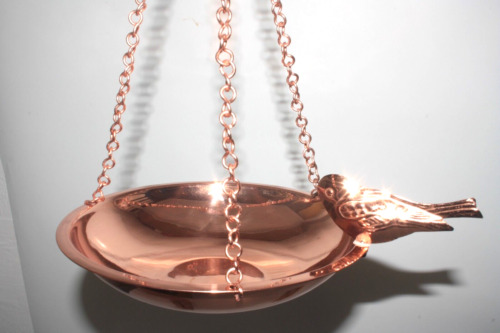 Hanging copper metal bird bath - bird,