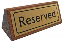 Reserved Table Sign Wooden