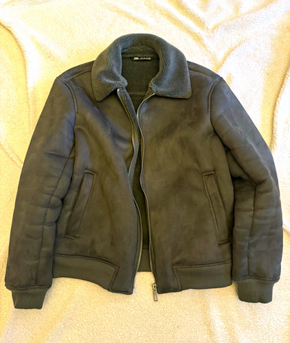 Zara mens dark green - green, suede