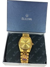Bulova Marine Star 92D25 Gold Tone Wristwatch Men’s Day Date Quartz