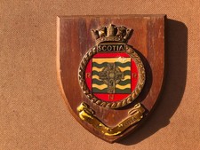 HMS SCOTIA vintage 1960s wooden plaque Royal Navy