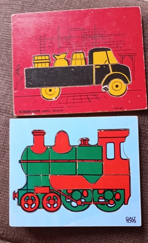 Wooden tray puzzles vintage - wooden,