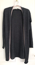 Deane & White Cardigan Women's Grey & Pink 100% Wool Long Sleeve Size S