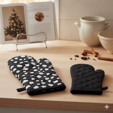 Kitchen Oven Mitt Set Black