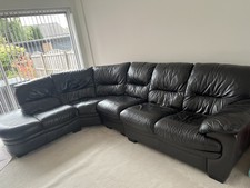 corner sofa dark brown leather - 6 seater