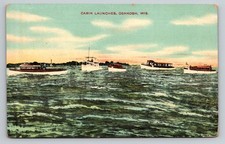 Oshkosh Wisconsin Cabin Cruiser Launches Boats WI c1909 Postcard