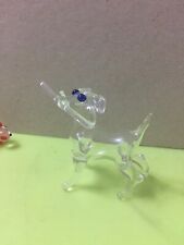 Hollow Glass Jack Russell Dog & Walking Stick In Mouth Figure,Dog Ornament
