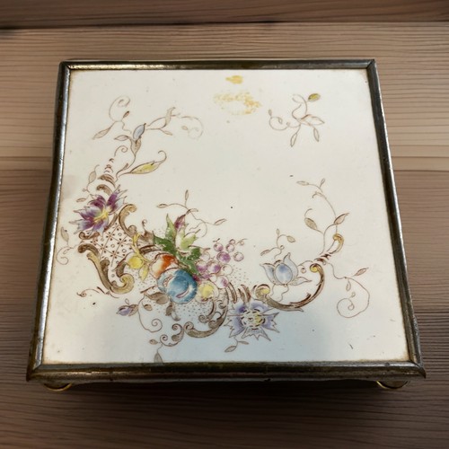 Floral ceramic tile - ceramic, silver