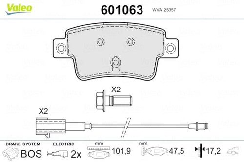 Rear disc brake pad set - disc, valeo