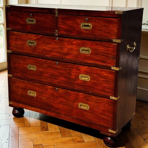 Mahogany campaign secretaire - mahogany,