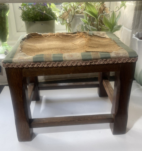 Vintage woven cord footstool - vintage,