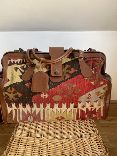 Large vintage kilim leather - kilim,