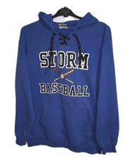 Storm Baseball Blue Hoodie with Stitched Logo and Lace up Cords Size M