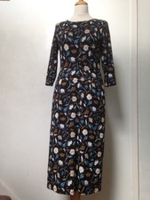 Seasalt Tamsin dress 8 black and multicoloured floral cotton blend jersey