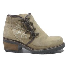 Womens Beige Leather Ankle