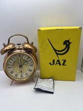 Vintage JAZ Mechanical Alarm Clock Copper Twin Bell 1981 Boxed France